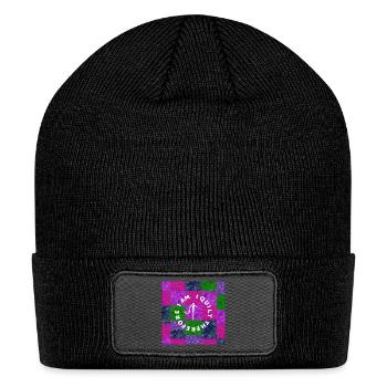 Quilting gift Mom Grandma fabric stash quilter - Patch Beanie - black - Front