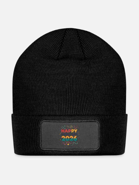Happy New Year 2026 Celebration - Patch Beanie - black