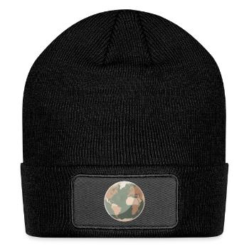 Pastel Globe Map Print - Patch Beanie - black - Front