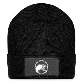Cute Hangover Cat Face Cartoon - Patch Beanie - black - Front