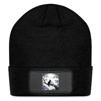 Moonlit Cats on a Branch - Patch Beanie - black - Front