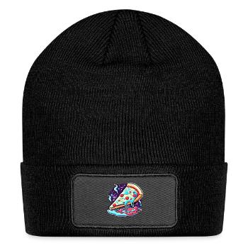 Pizza Slice Illustration - Patch Beanie - black - Front
