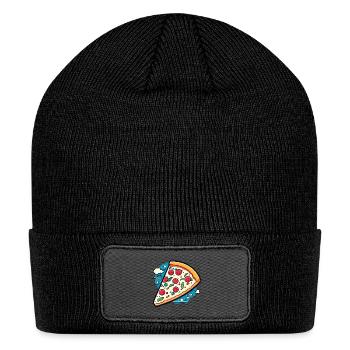 Pizza Slice Illustration - Patch Beanie - black - Front