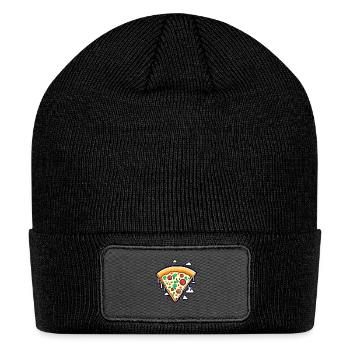 Pizza Slice Illustration - Patch Beanie - black - Front
