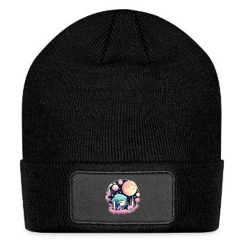 Moon Landscape Illustration - Patch Beanie - black - Front