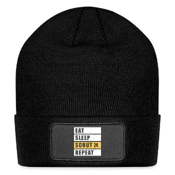 Eat Sleep Scout Repeat Vintage Motto Design - Patch Beanie - black - Front