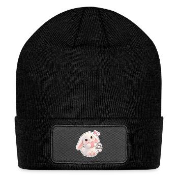 Kawaii Bunny Heart Embrace - Patch Beanie - black - Front