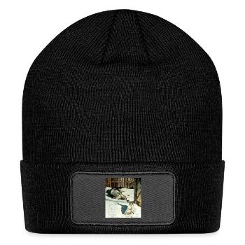 Sleeping Wolf and Dog Chain Scene - Patch Beanie - black - Front