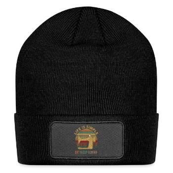 Life Is Simple Eat Sleep Sewing Vintage Quilting - Patch Beanie - black - Front