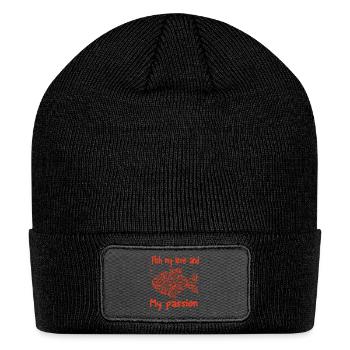 Fish my love and my passion - Patch Beanie - black - Front