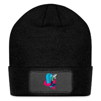 Futuristic Cyberpunk Robot Head – Sci-Fi Tech Art - Patch Beanie - black - Front