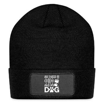 Coffee and Dog Loyalty Quote T-Shirt - Patch Beanie - black - Front