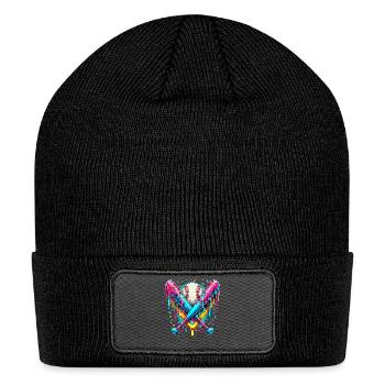 Neon Baseball Bats Splash - Patch Beanie - black - Front