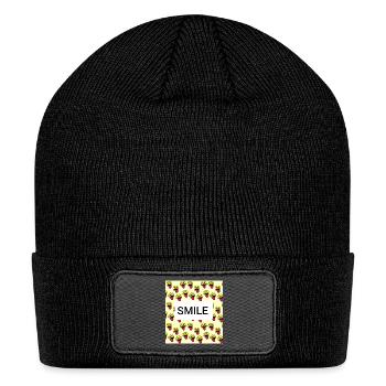 Smile - Floral Positive Long Sleeve Shirt - Patch Beanie - black - Front