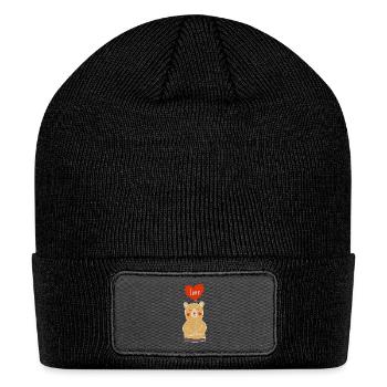 Cute Adorable Bear with Love Ballon - Patch Beanie - black - Front