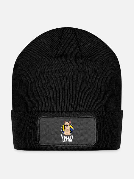 Volley Llama Volleyball Art - Patch Beanie - black
