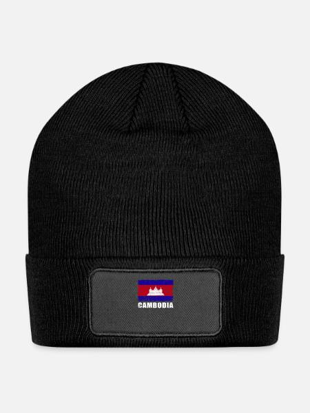 Cambodia Flag Grunge Country Flag Cambodia - Patch Beanie - black