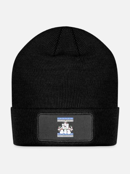 Snowman Christmas Tree - Patch Beanie - black