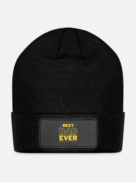Best Dad Ever Bold Yellow - Patch Beanie - black