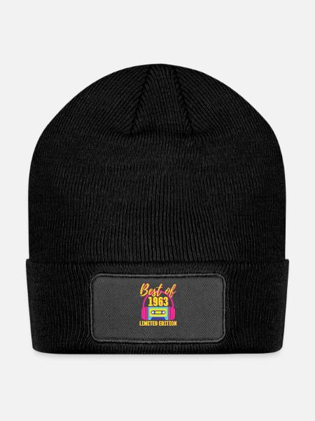 60th Birthday Best of 1963 Cassette Tape Retro 80s - Patch Beanie - black