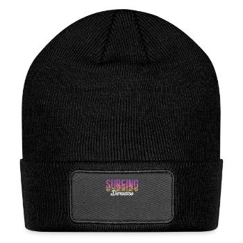 Surfing Paradise Coconut Tree Decor Sports Surfer - Patch Beanie - black - Front