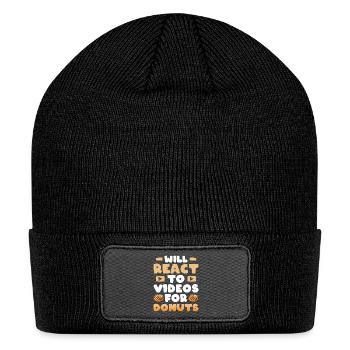 Reaction Streamer Video Reaction Content Creator - Patch Beanie - black - Front