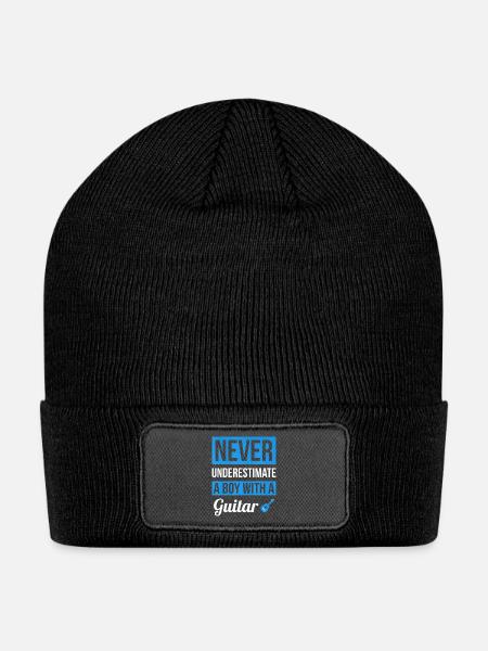 Never Underestimate A Boy With A Guitar Guitar - Patch Beanie - black