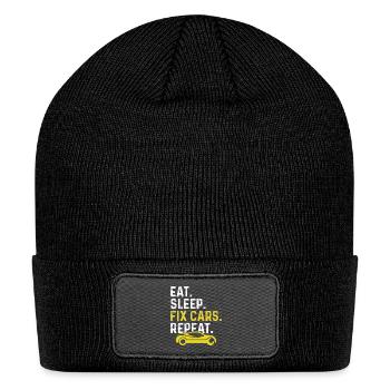 Eat Sleep Fix Cars Repeat Auto Mechanic Gift - Patch Beanie - black - Front