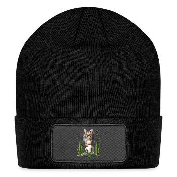 Jackalope Cryptid Rabbit - Patch Beanie - black - Front