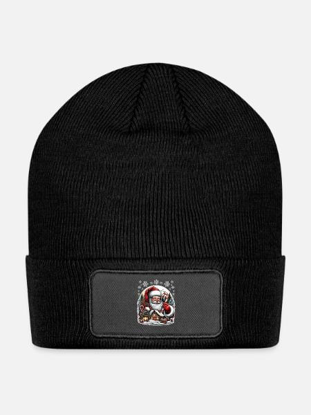 vintage santa claus - Patch Beanie - black