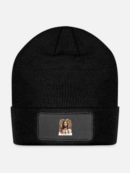 Christian Jesus Is King Design Crown - Patch Beanie - black