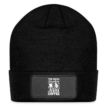 This Social Worker Runs On Jesus And Coffee - Patch Beanie - black - Front