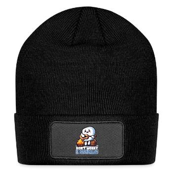 Don't Worry Be Marshmallow Cute Camping - Patch Beanie - black - Front