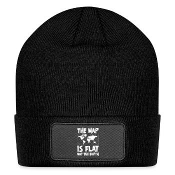 Geography Lover Funny Flat Earth - Patch Beanie - black - Front