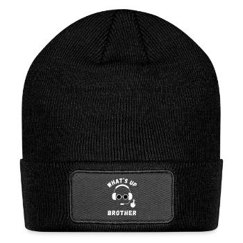 Sketch What's Up Brother, Funny Streamer What's Up - Patch Beanie - black - Front