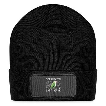 Green quaker parrot funny monk parakeet - Patch Beanie - black - Front