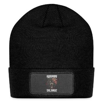 wolf 4th july American Flag Patriotic Gift Veteran - Patch Beanie - black - Front