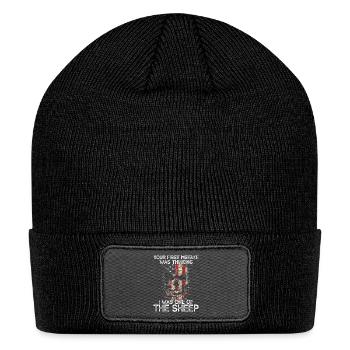 4th july skull Patriotic American Flag Gift Men - Patch Beanie - black - Front