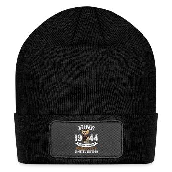 Vintage 80th Birthday Sleeve - Patch Beanie - black - Front