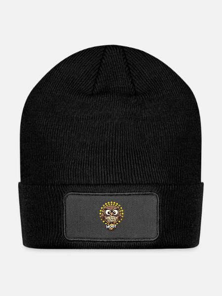 Irritable cute owl - Patch Beanie - black