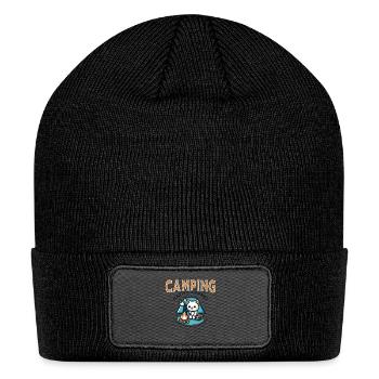 Chibi Cat Camping Joy - Patch Beanie - black - Front
