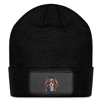 Cavalier King Charles Spaniel Headphones Dog - Patch Beanie - black - Front