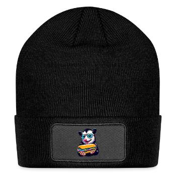 Opossum eating Sandwich foodie - Patch Beanie - black - Front