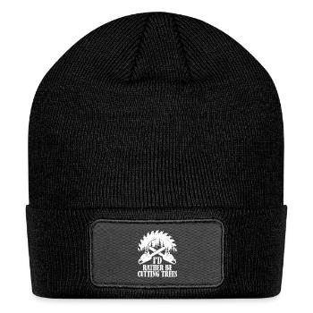 I'd Rather Be Cutting Trees Logging Lumberjack Log - Patch Beanie - black - Front