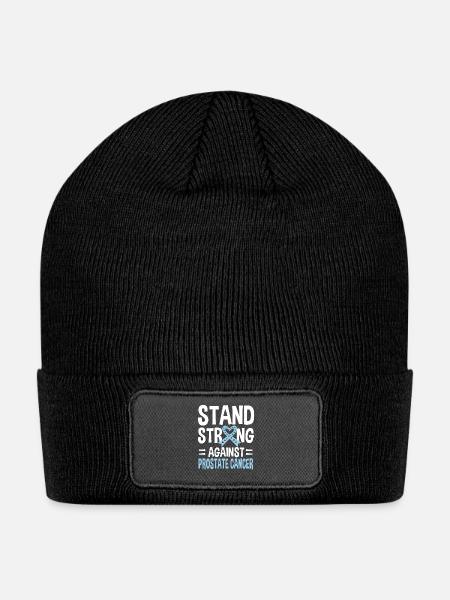 Prostate Cancer Awareness Month Blue Ribbon Love - Patch Beanie - black