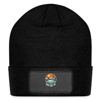 Rainy Lake Life Vintage Mountain Lake - Patch Beanie - black - Front