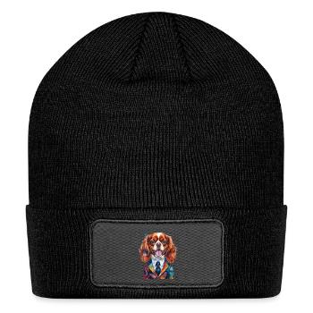 Cavalier King Charles Spaniel Suit Dog Funny - Patch Beanie - black - Front