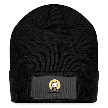 Abstract Moon Cat - Patch Beanie - black - Front