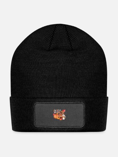 Sweater Weather T Shirts - Patch Beanie - black