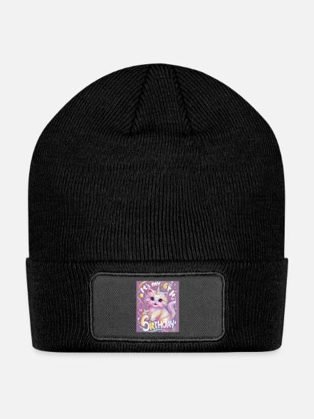 It's My 6th Birthday Magical Cat Unicorn celebrate - Patch Beanie - black